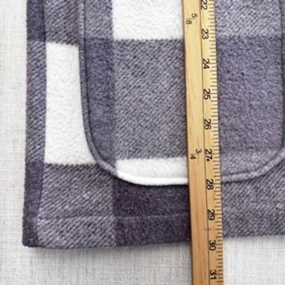 NY‎ 10018 Plaid Fleece Womens M Lavender Purple Buffalo Check Button Jacket
